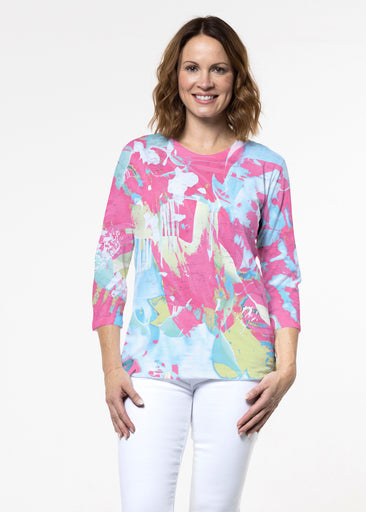 Miami Splash (26001) ~ Signature 3/4 Sleeve Crew Neck Top