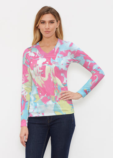 Miami Splash (26001) ~ Butterknit Long Sleeve V-Neck Top