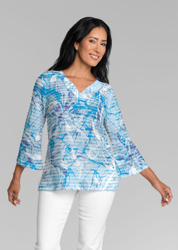 Paint Jam (26002) ~ Banded 3/4 Bell-Sleeve V-Neck Tunic