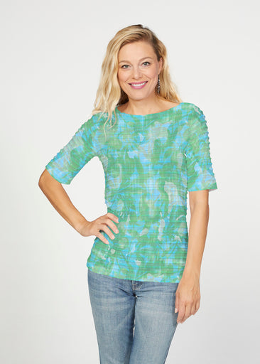 Bali Batik (26003) ~ Banded Elbow Sleeve Boat Neck Top