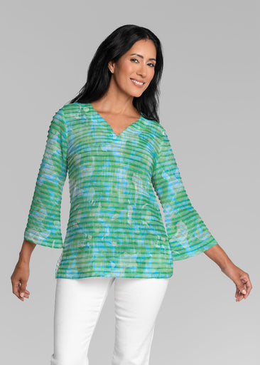 Bali Batik (26003) ~ Banded 3/4 Bell-Sleeve V-Neck Tunic