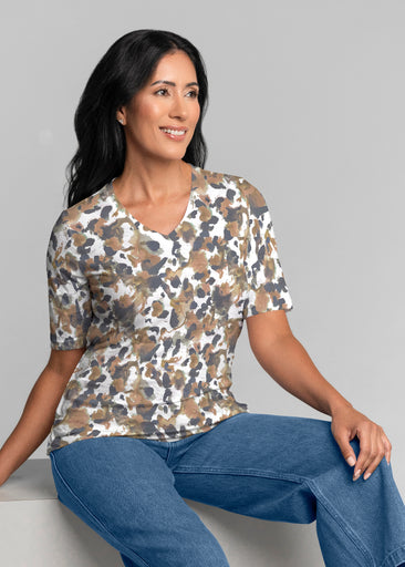 Leo Freehand (26004) ~ Signature Elbow Sleeve V-Neck Top