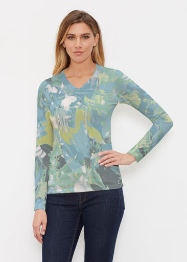 Rain forest Splash (26005) ~ Butterknit Long Sleeve V-Neck Top