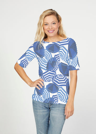 Summer Pop (26006) ~ Banded Elbow Sleeve Boat Neck Top