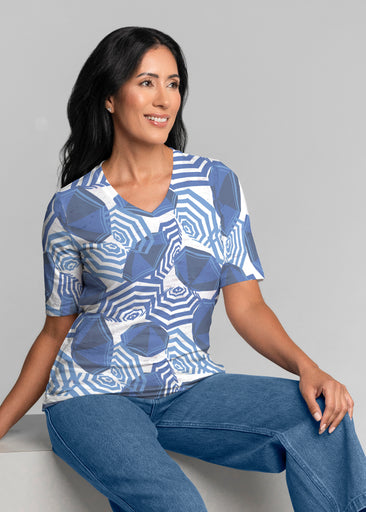 Summer Pop (26006) ~ Signature Elbow Sleeve V-Neck Top