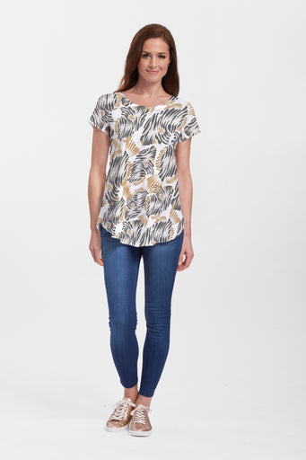 Zebra Fish (26007) ~ Short Sleeve Scoop Neck Flowy Tunic