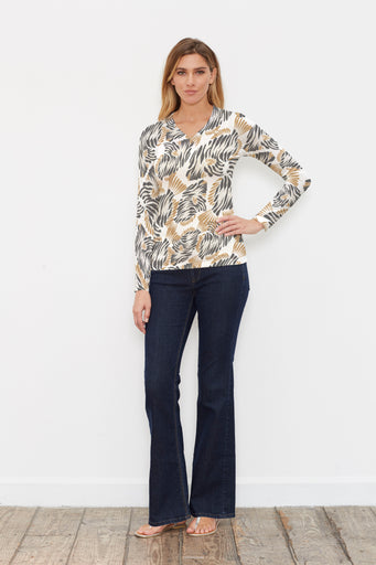 Zebra Fish (26007) ~ Butterknit Long Sleeve V-Neck Top