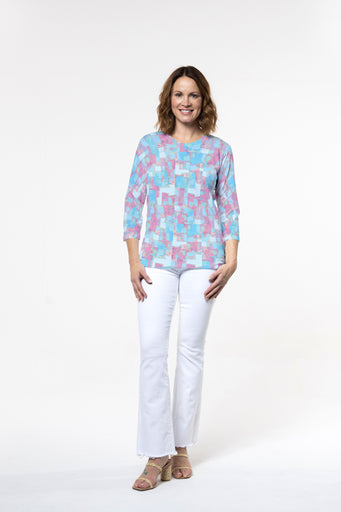 College Cutout (26008) ~ Signature 3/4 Sleeve Crew Neck Top