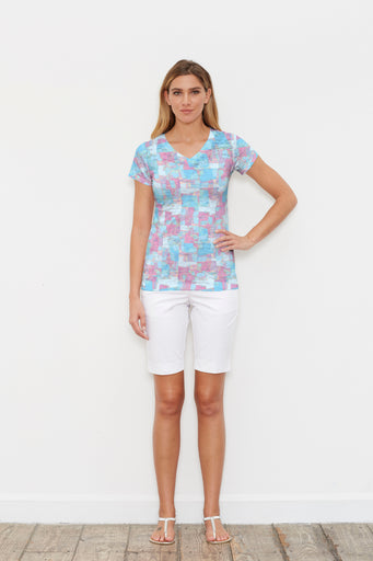 College Cutout (26008) ~ Signature Cap Sleeve V-Neck Shirt