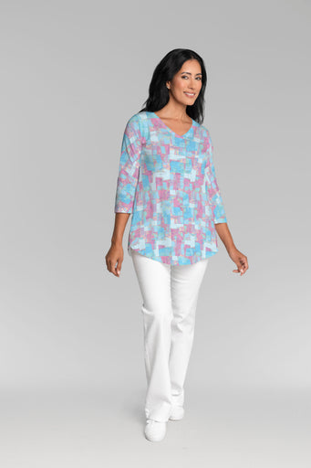 College Cutout (26008) ~ V-neck Flowy Tunic