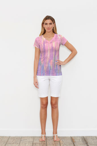 Monets Pallette (26009) ~ Signature Cap Sleeve V-Neck Shirt
