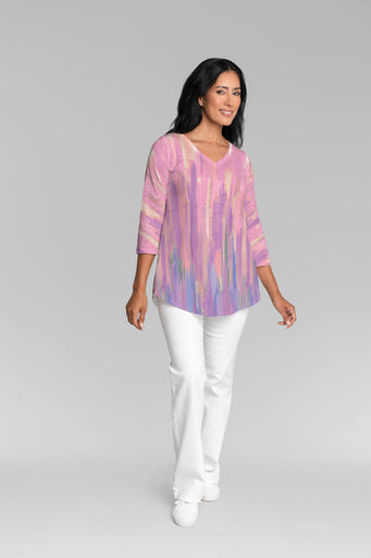 Monets Pallette (26009) ~ V-neck Flowy Tunic