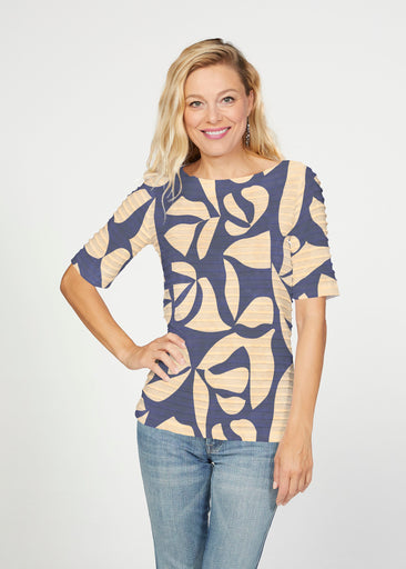 Bonhomie Creme (26010) ~ Banded Elbow Sleeve Boat Neck Top
