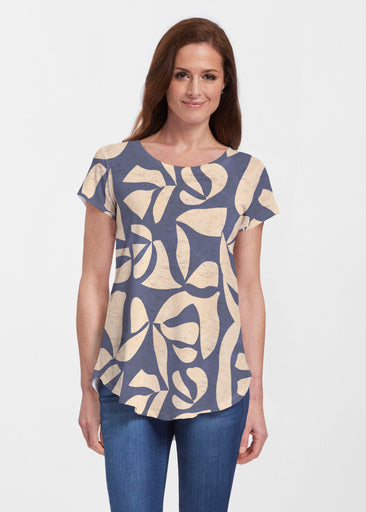 Bonhomie Creme (26010) ~ Short Sleeve Scoop Neck Flowy Tunic