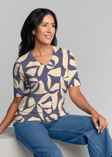 Bonhomie Creme (26010) ~ Signature Elbow Sleeve V-Neck Top