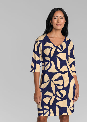 Bonhomie Creme (26010) ~ Lucy 3/4 Sleeve V-Neck Dress