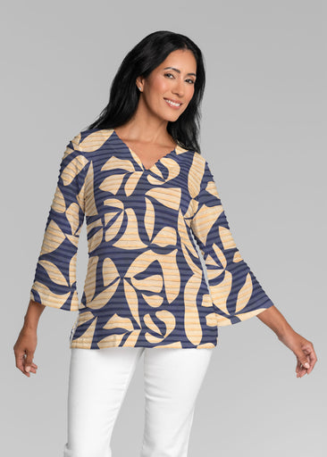 Bonhomie Creme (26010) ~ Banded 3/4 Bell-Sleeve V-Neck Tunic