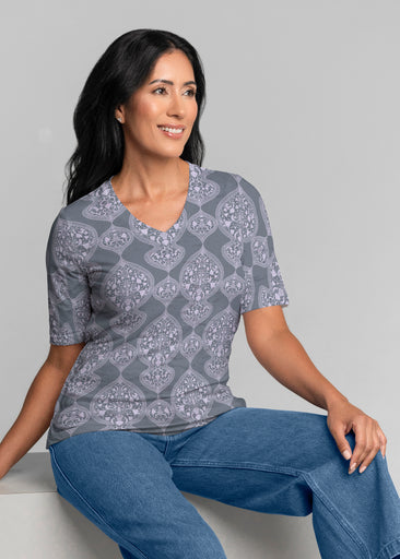 Mindful Eventide (26013) ~ Signature Elbow Sleeve V-Neck Top