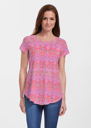 Spice Road Poppy (26014) ~ Short Sleeve Scoop Neck Flowy Tunic