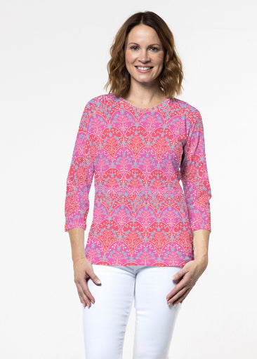Spice Road Poppy (26014) ~ Signature 3/4 Sleeve Crew Neck Top