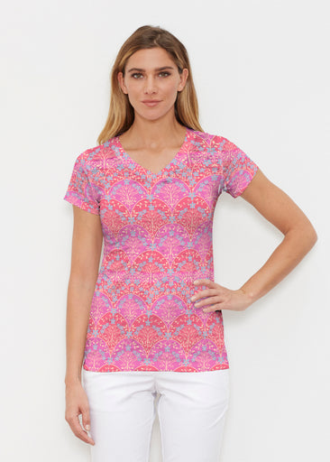 Spice Road Poppy (26014) ~ Signature Cap Sleeve V-Neck Shirt