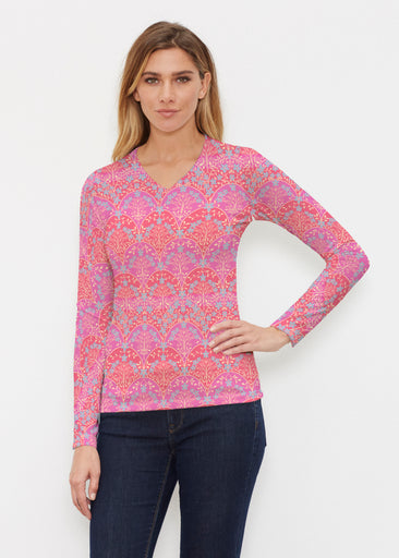 Spice Road Poppy (26014) ~ Butterknit Long Sleeve V-Neck Top
