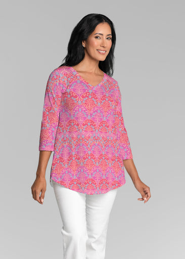 Spice Road Poppy (26014) ~ V-neck Flowy Tunic