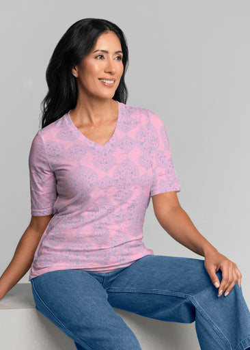 Mindful Dawn (26015) ~ Signature Elbow Sleeve V-Neck Top