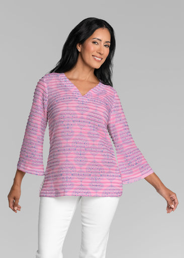 Mindful Dawn (26015) ~ Banded 3/4 Bell-Sleeve V-Neck Tunic