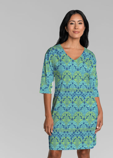 Spice Road Royal (26016) ~ Lucy 3/4 Sleeve V-Neck Dress