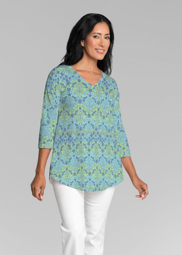 Spice Road Royal (26016) ~ V-neck Flowy Tunic