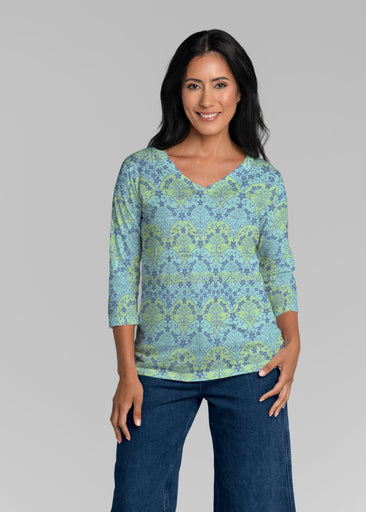 Spice Road Royal (26016) ~ Signature 3/4 Sleeve V-Neck Top