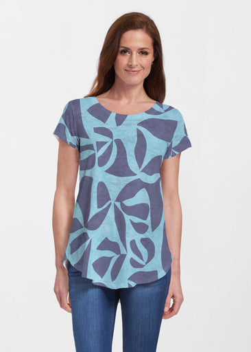 Bonhomie Surf (26017) ~ Short Sleeve Scoop Neck Flowy Tunic