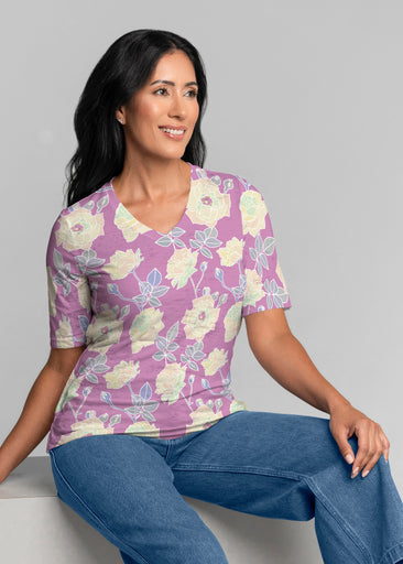 Diana Berry (26018) ~ Signature Elbow Sleeve V-Neck Top
