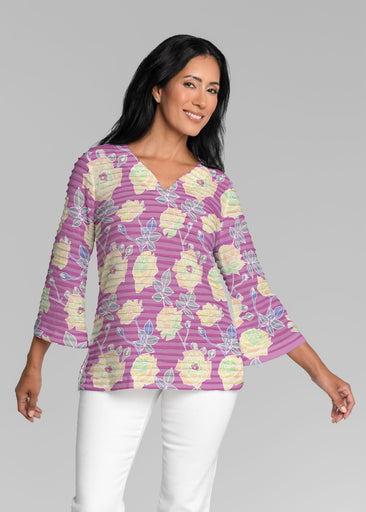 Diana Berry (26018) ~ Banded 3/4 Bell-Sleeve V-Neck Tunic