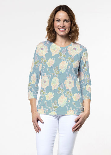 Diana Aqua (26019) ~ Signature 3/4 Sleeve Crew Neck Top