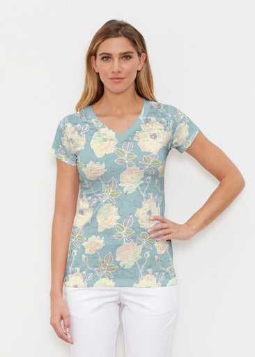 Diana Aqua (26019) ~ Signature Cap Sleeve V-Neck Shirt