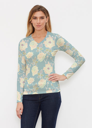 Diana Aqua (26019) ~ Butterknit Long Sleeve V-Neck Top