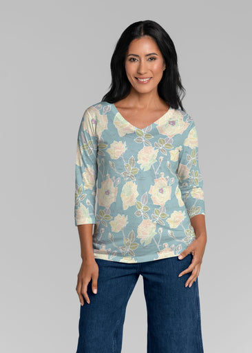 Diana Aqua (26019) ~ Signature 3/4 Sleeve V-Neck Top