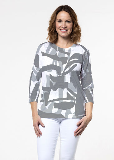 Amaze Grey (26020) ~ Signature 3/4 Sleeve Crew Neck Top