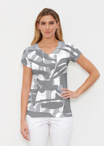 Amaze Grey (26020) ~ Signature Cap Sleeve V-Neck Shirt