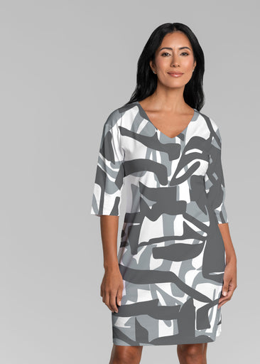Amaze Grey (26020) ~ Lucy 3/4 Sleeve V-Neck Dress