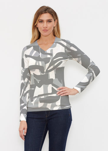 Amaze Grey (26020) ~ Butterknit Long Sleeve V-Neck Top