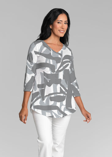 Amaze Grey (26020) ~ V-neck Flowy Tunic