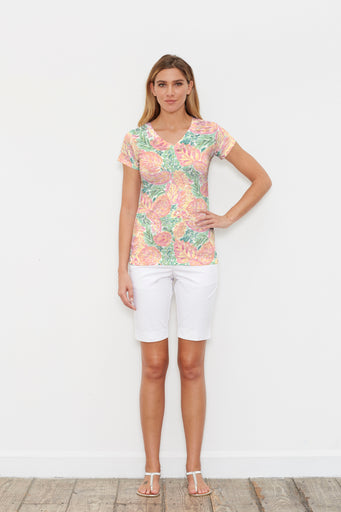 Sunny Vibe (26022) ~ Signature Cap Sleeve V-Neck Shirt