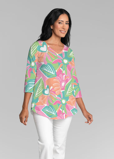 Love Island (26024) ~ V-neck Flowy Tunic