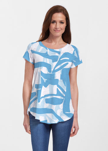 Amaze Sky (26025) ~ Short Sleeve Scoop Neck Flowy Tunic