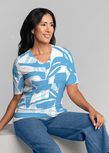 Amaze Sky (26025) ~ Signature Elbow Sleeve V-Neck Top