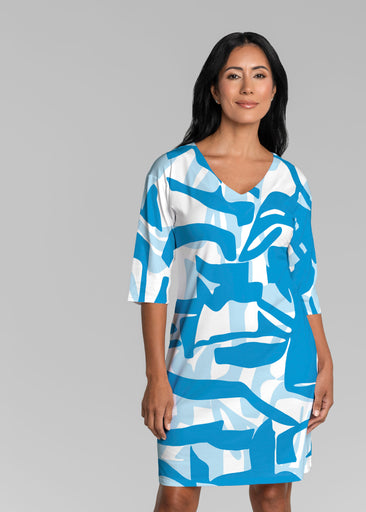 Amaze Sky (26025) ~ Lucy 3/4 Sleeve V-Neck Dress