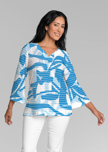 Amaze Sky (26025) ~ Banded 3/4 Bell-Sleeve V-Neck Tunic
